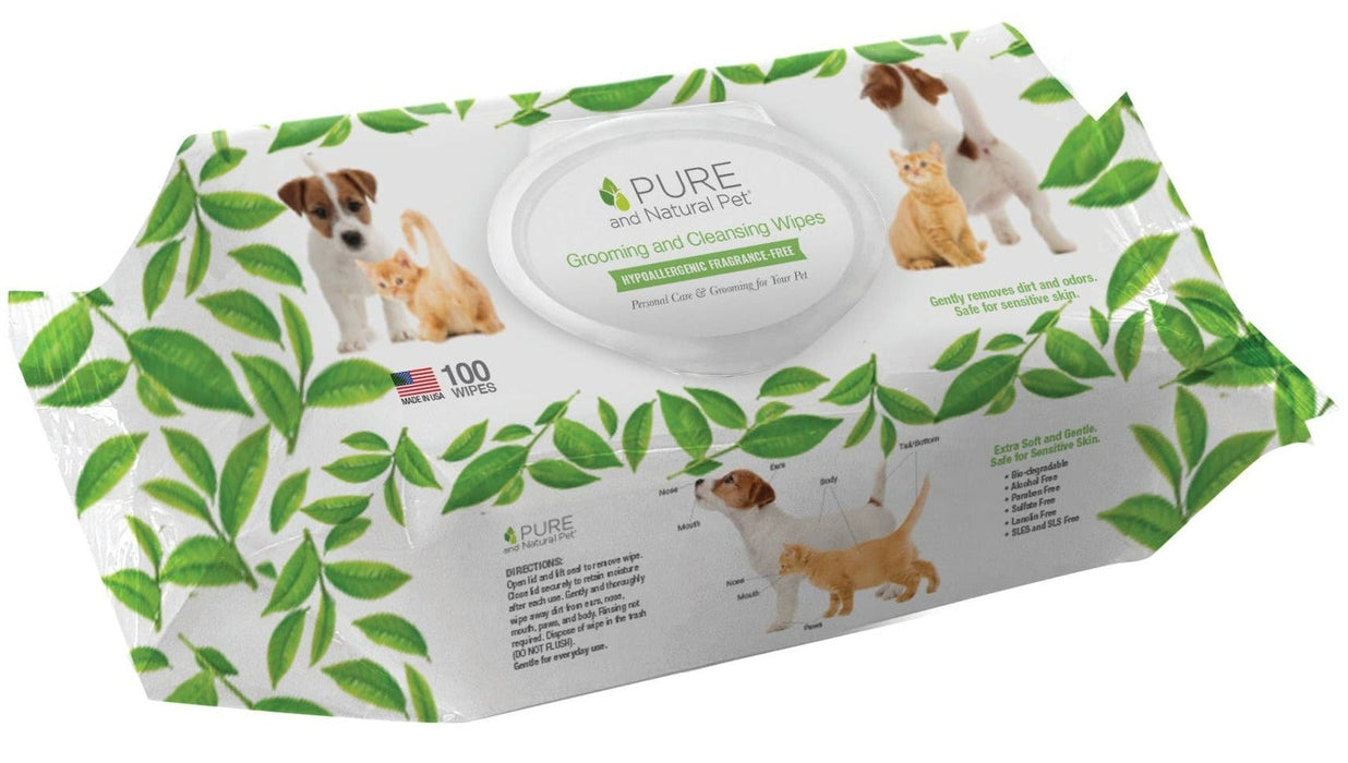 Pure and Natural Pet - Grooming & Cleansing Wipe=Unscented/Fragrance-Free