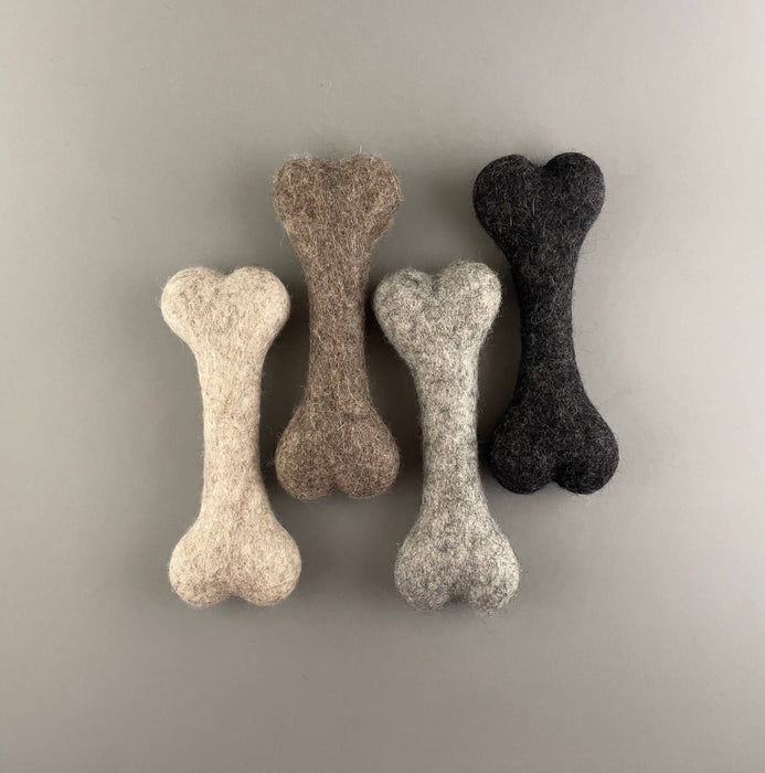 Pawsome Pet Toys - Felted Wool Bone dog toy, great indoor toy, ONE PIECE