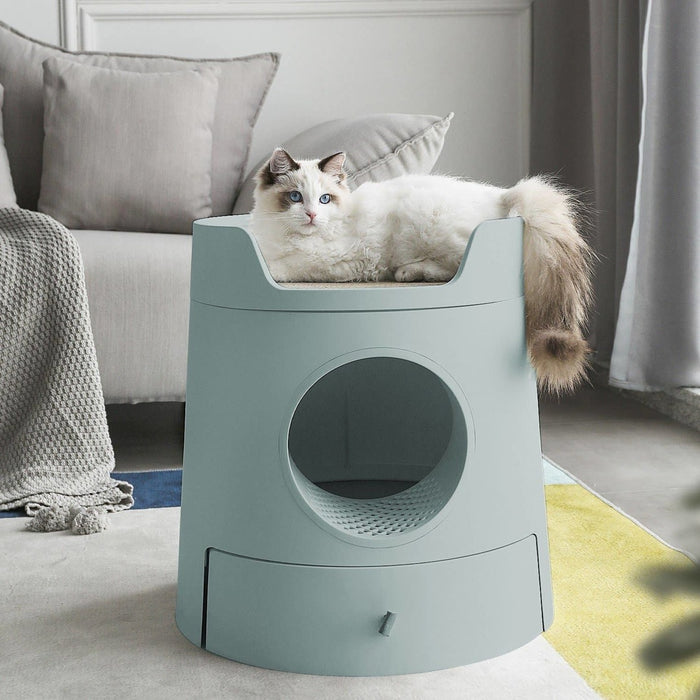 Mayitwill 2 in 1 Front-Entry Cat Litter Box with Scoop-SAGE