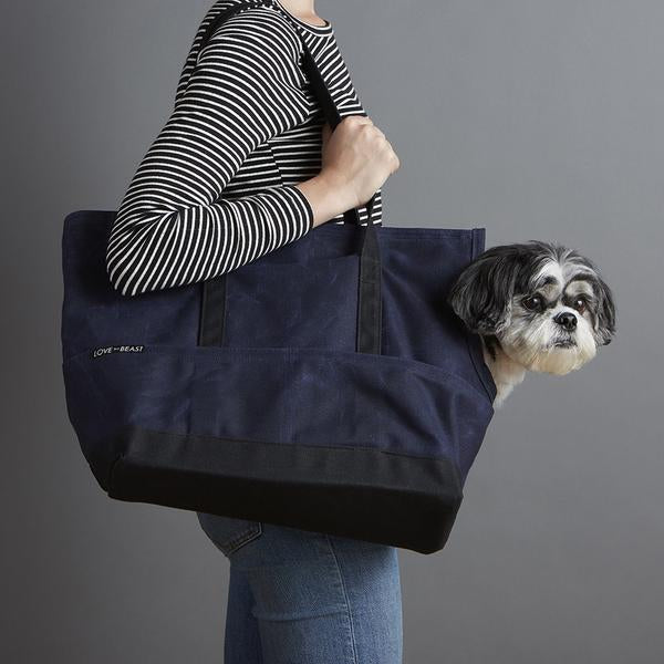 Waxed Canvas Tote / Navy & Black