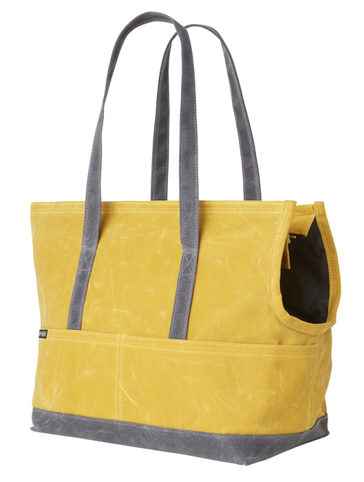 Waxed Canvas Tote / Mustard & Dark Grey