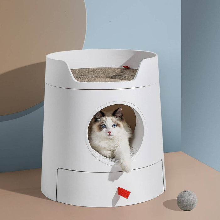 MichuPet - Mayitwill 2 in 1 Front-Entry Cat Litter Box With Scoop - WHITE