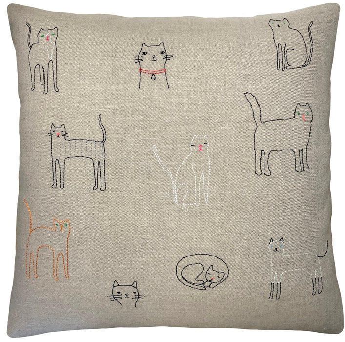 K Studio Embroidered Linen / Cat theme - 22"